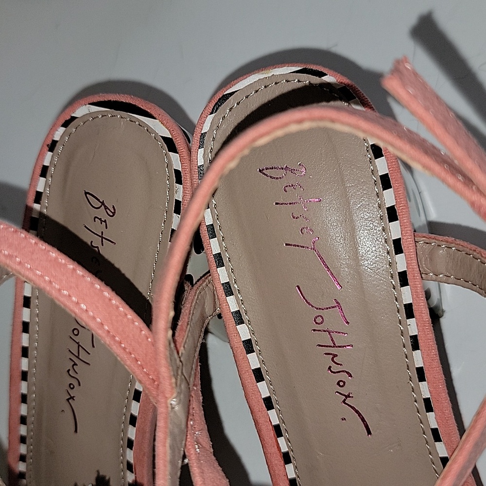 BETSEY JOHNSON DYNAH EMBELLISHED BLOCK HEEL SANDALS - Picture 10 of 12